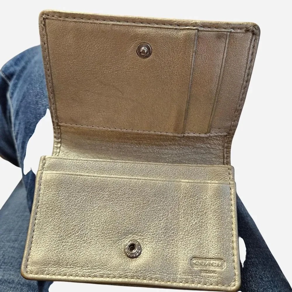 coach gold leather stripe wallet